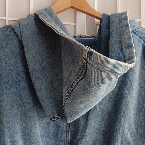 Denim Casual Parka Jacket With Hoodie - Picture 6 of 14